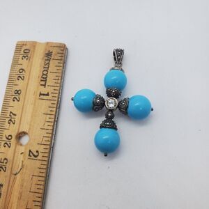 Sterling Silver and Bead Cross Pendant TJ 925